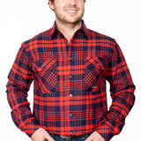 JC Mens Evan Workshirt Flannel Navy/Red
