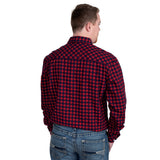 Just Country Mens Evan Flannel - Chilli/Navy