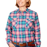 JC Womens Brooke Flannel Pink/Turquoise