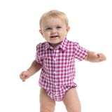Just Country Infant Frankie Romper - Magenta/White Check