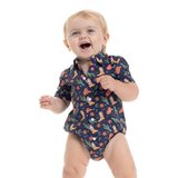 Just Country Infant Frankie Romper - Navy/Western Boots
