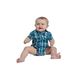 Just Country Infant Frankie Short Sleeve Jumpsuit - Petrol Plaid