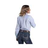 Just Country Womens Abbey Frills Full Button Shirt - Powder Blue