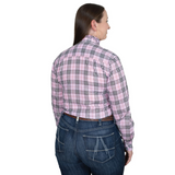 Just Country Womens Abbey Frills Full Button Shirt - Musk Pink Lurex Plaid