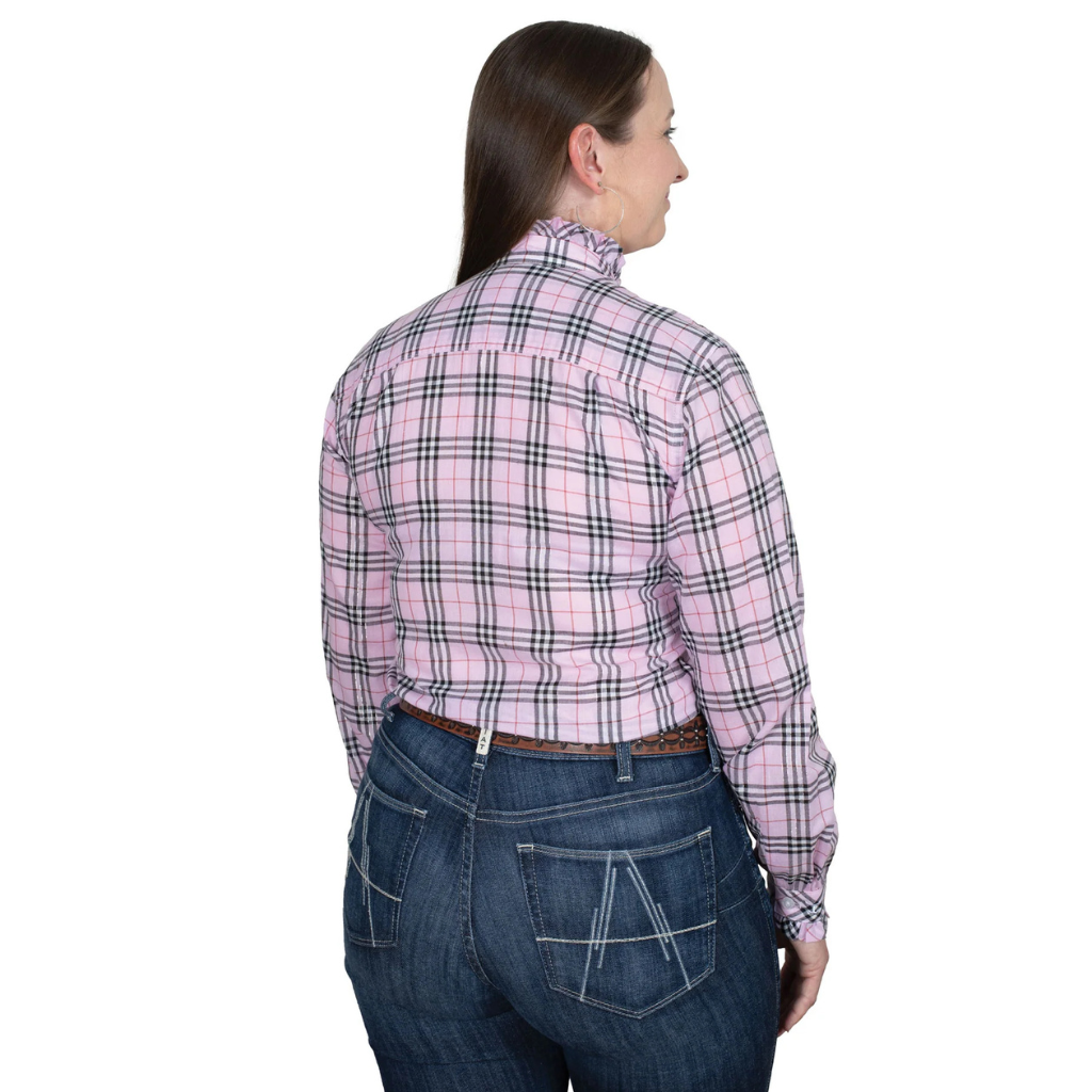 Just Country Womens Abbey Frills Full Button Shirt - Musk Pink Lurex Plaid