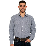 Just Country Mens Austin Full Button Print Shirt - Navy/White Mini Check