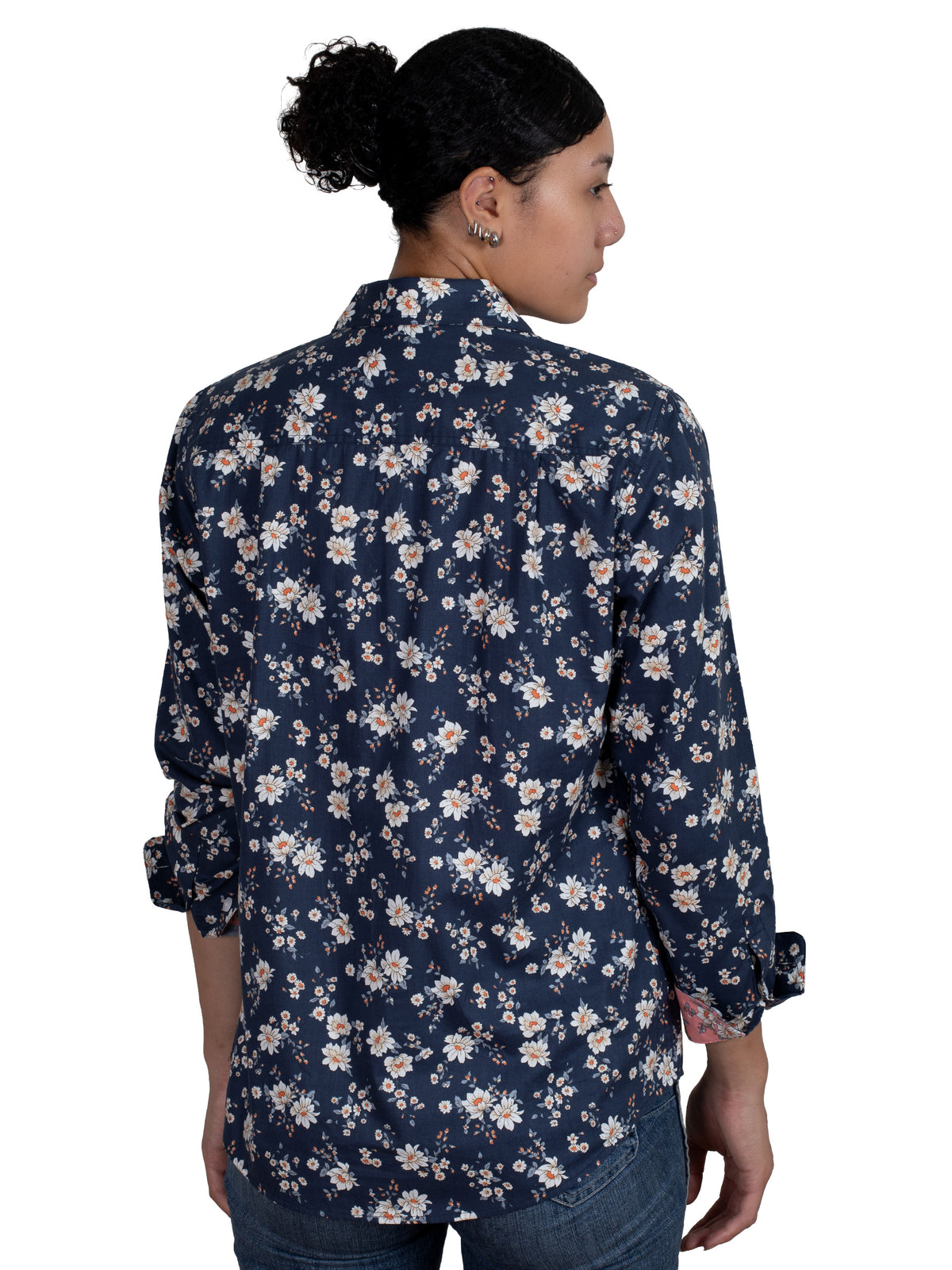 Just Country Womens Georgie Half Button Print Shirt -Midnight Navy Magnolia