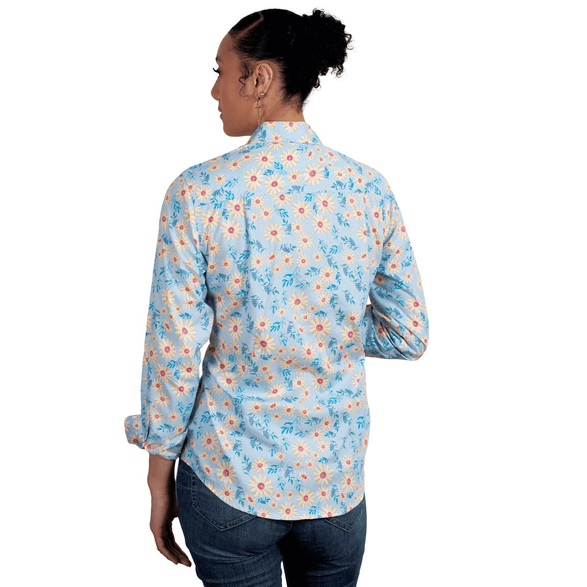 Just Country Georgie Half Button Print Shirt - Navy Daisies