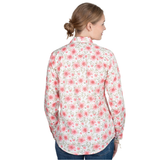 Just Country Womens Jahna Half Button Shirt - Rose/White Gerberas
