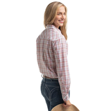 Just Country Womens Georgie Shirt - White, Tan/Baby Pink Plaid