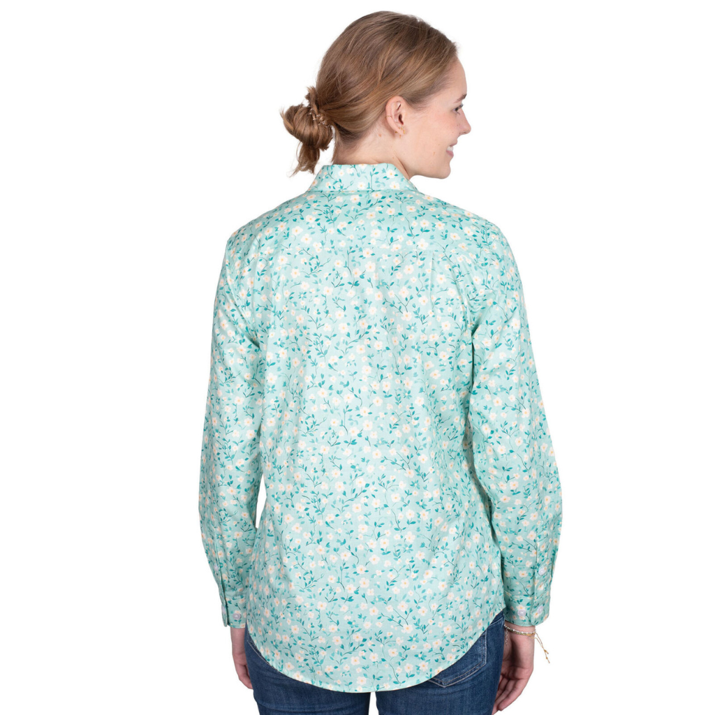 Just Country Womens Georgie Half Button Shirt -Turquoise Floral