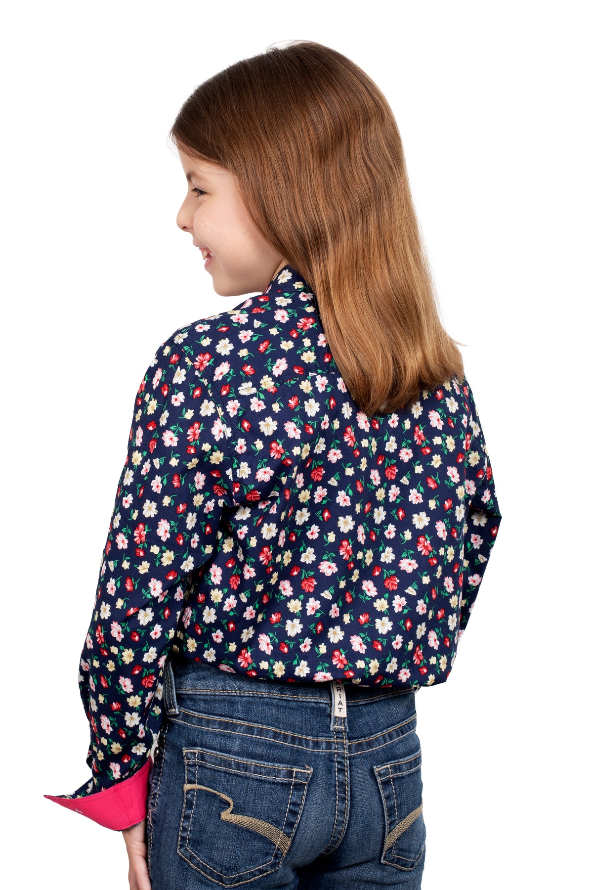 Just Country Girls Harper Half Button Shirt - Navy Floral