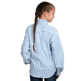 Just Country Girls Gracie Frills Full Button Shirt- Cornflower Blue Check