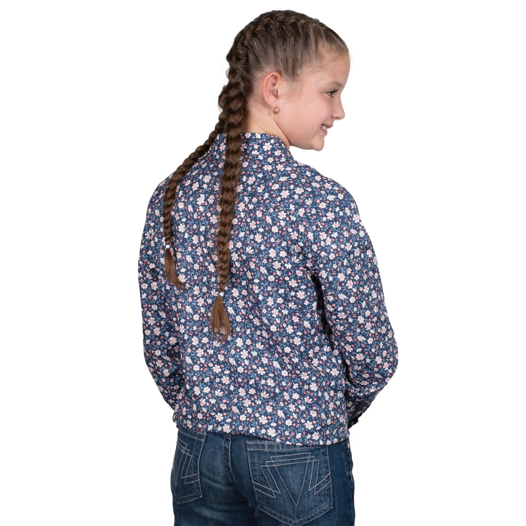 Just Country Girls Harper Half Button Shirt - Navy/Daisy