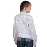 Just Country Girls Harper Half Button Print Shirt - White Tulips