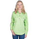 Just Country Womens Jahna Half Button Workshirt - Lime Green