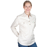 Just Country Womens Jahna Half Button Workshirt - Oat