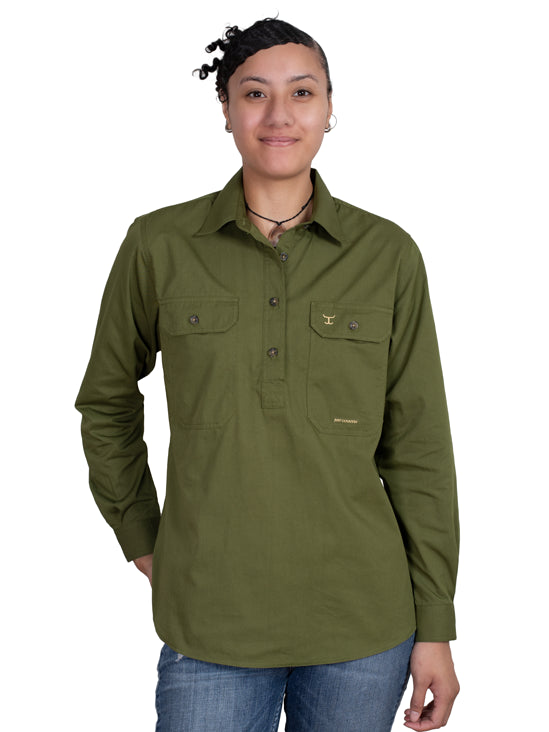 Just Country Womens Jahna Workshirt - Olive