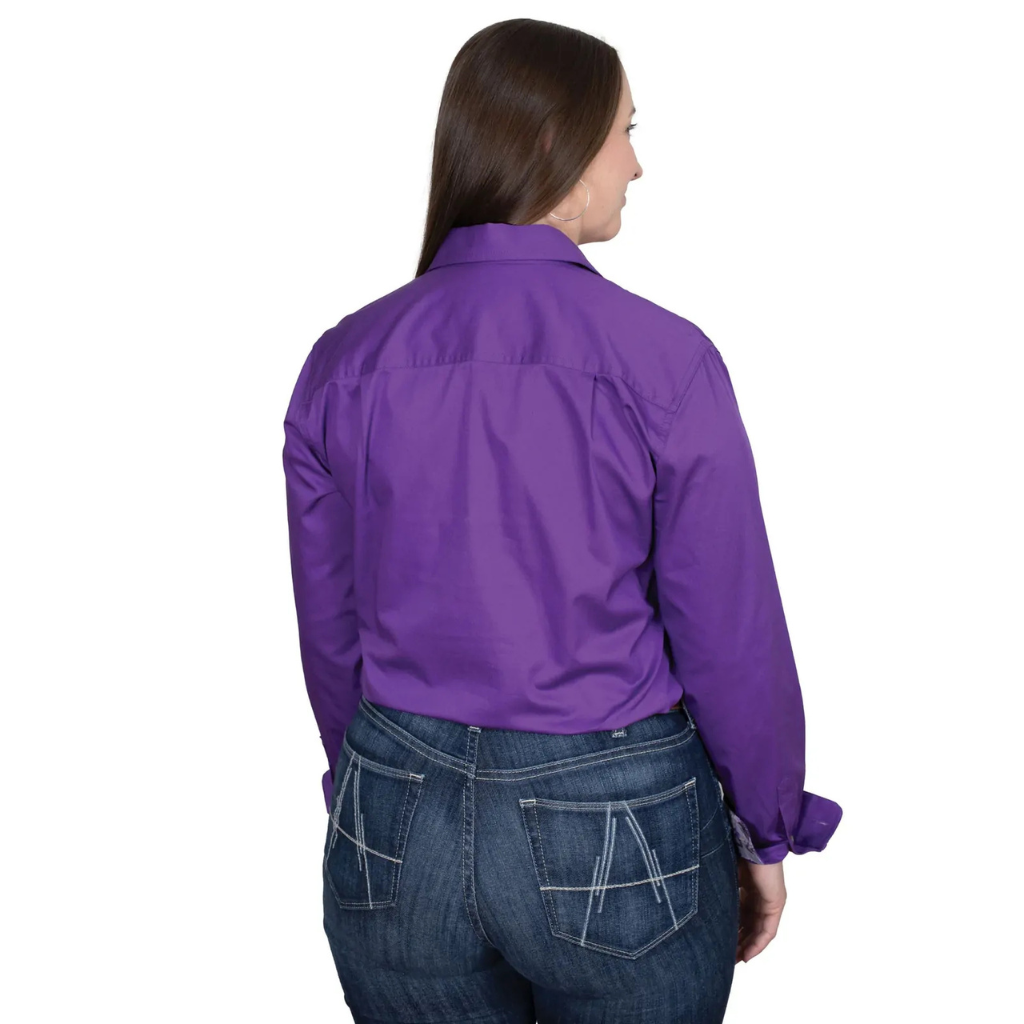 Just Country Womens Jahna Trim Half Button Shirt - Purple/Lilac Blossoms