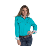 Just Country Womens Jahna Trim Shirt - Turquoise/White Confetti Floral
