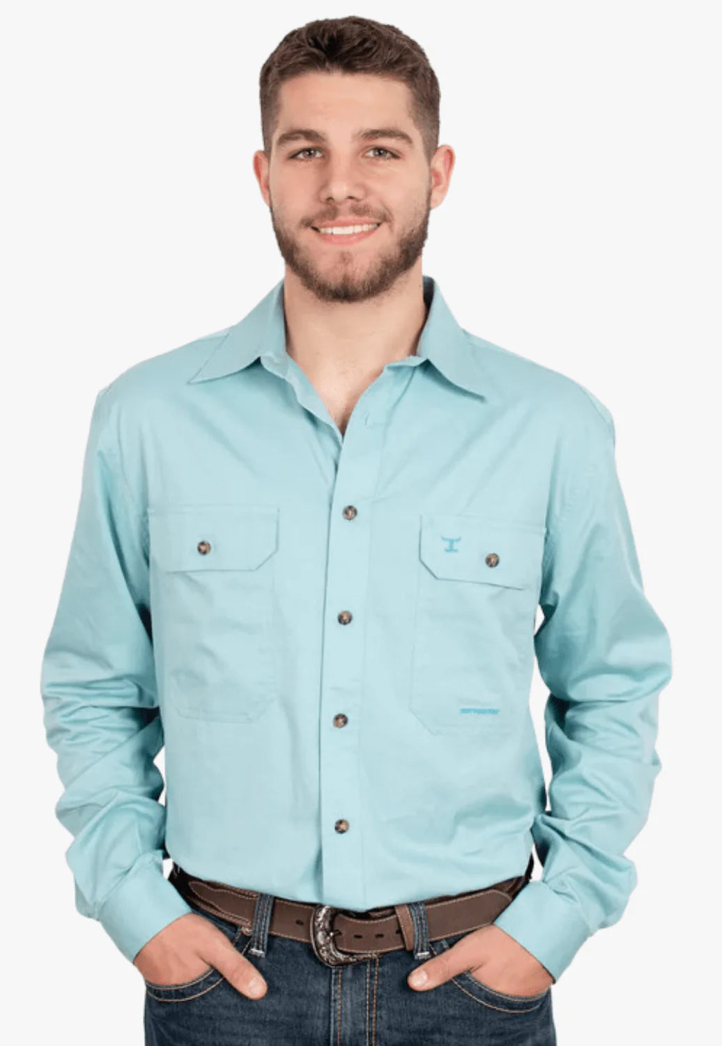 Just Country Mens Evan Full Button Shirt - Reef