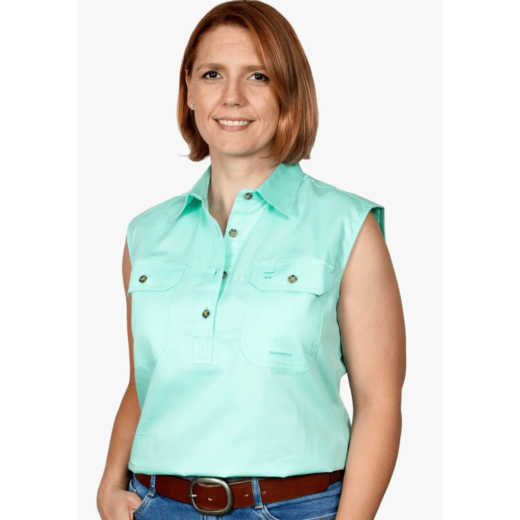 Just Country Womens Kerry Sleeveless Workshirt - Spearmint