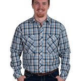 Just Country Mens Austin Full Button Print Shirt - Blue/Khaki Plaid