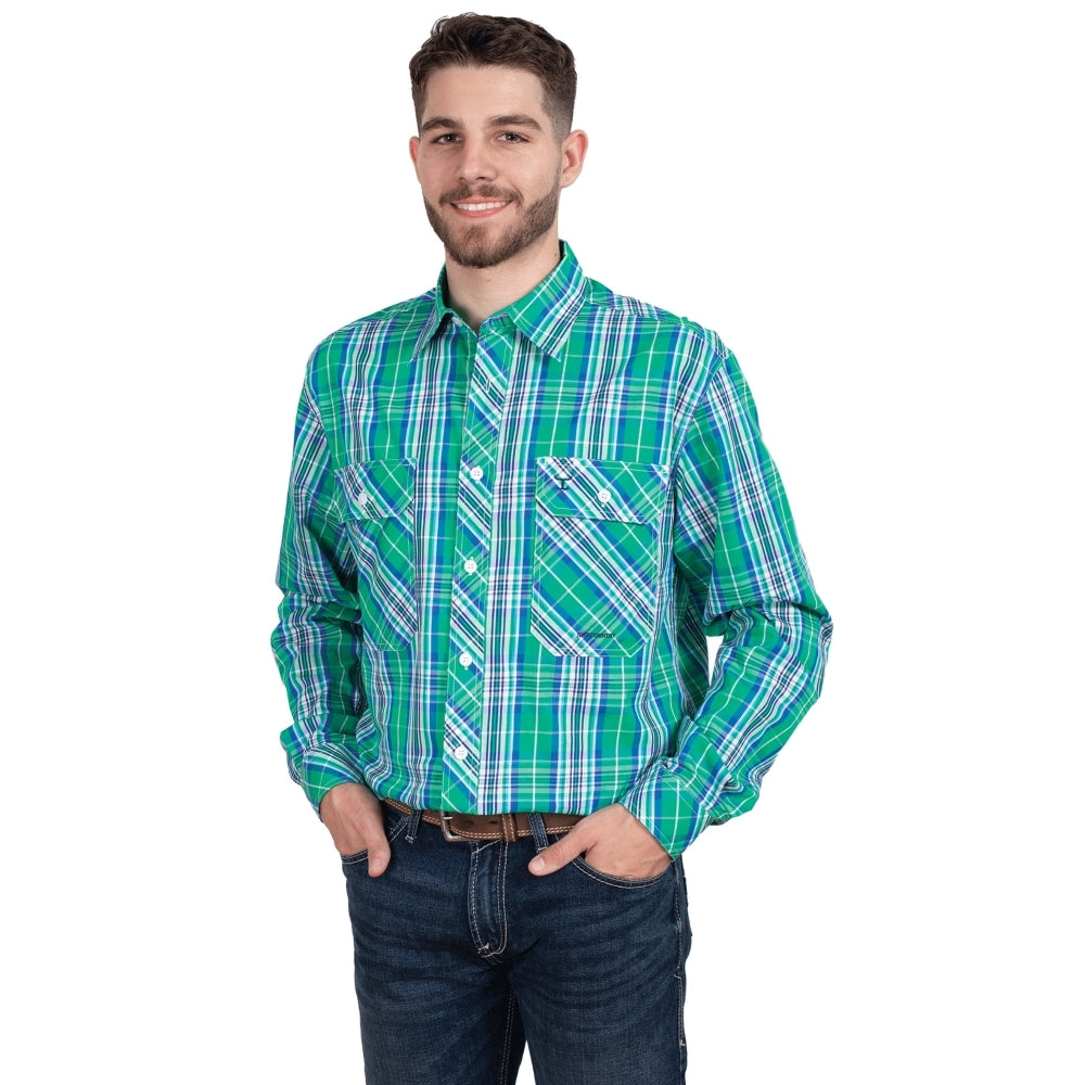 Just Country Mens Austin Full Button Shirt - Ivy Green Plaid