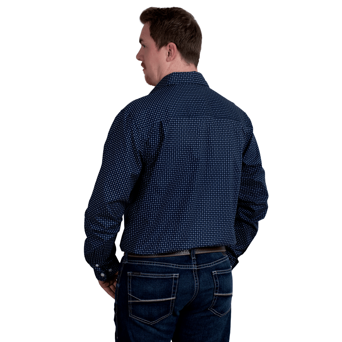 Just Country Mens Austin Full Button Print Shirt - Navy Diamonds