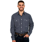 Just Country Mens Austin Full Button Check Shirt - Navy/White