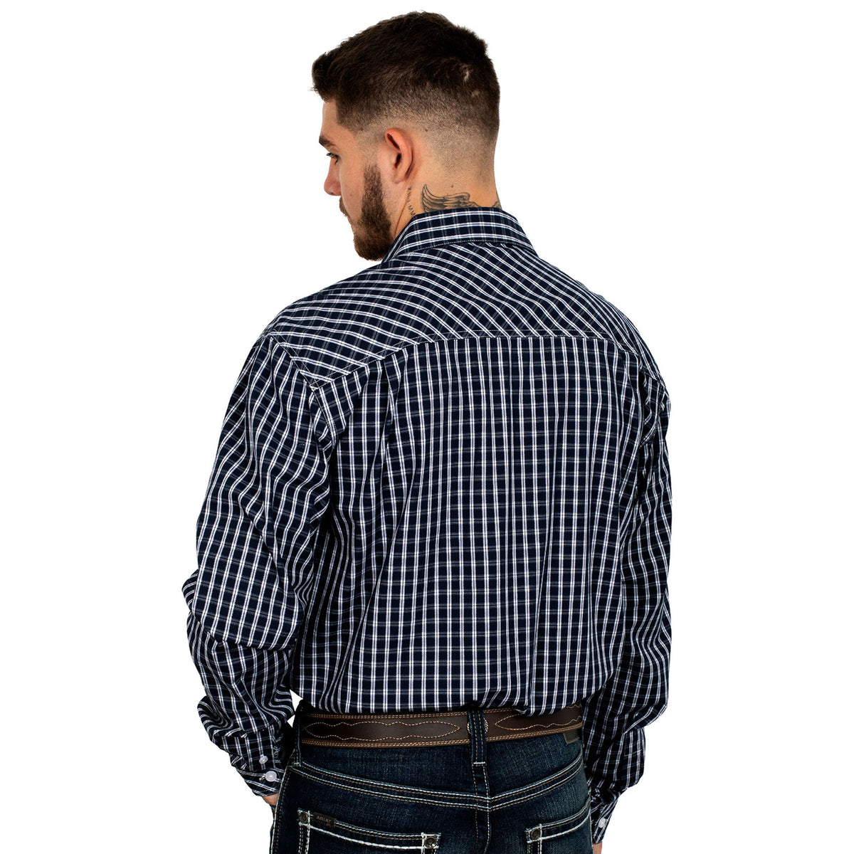 Just Country Mens Austin Full Button Check Shirt - Navy/White