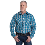 Just Country Mens Austin Full Button Shirt - Petrol Plaid