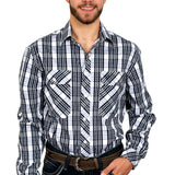 Just Country Mens Austin Full Button Plaid Shirt - Navy/White