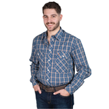 Just Country Mens Austin Full Button Shirt - Cobalt/Rust Plaid