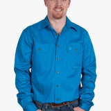 Just Country Mens Evan Full Button Workshirt - Blue Jewel