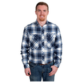 Just Country Mens Evan Flannel Shirt - Navy/Blue/White
