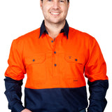 Just Country Mens Cameron Hi Vis Workshirt - Orange/Navy