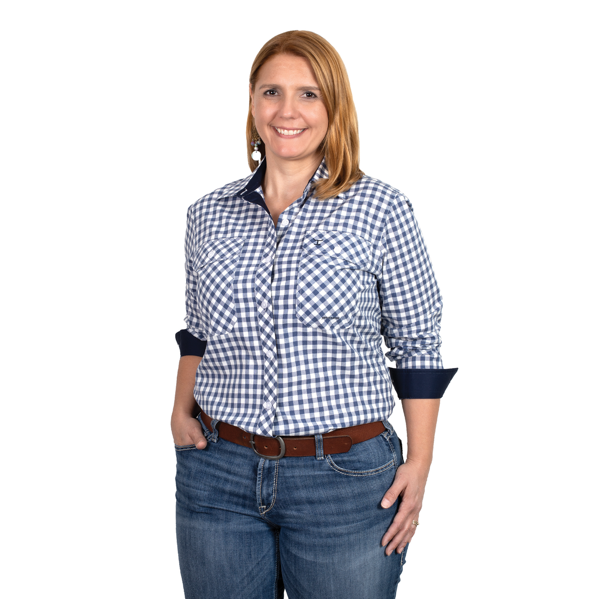 Just Country Abbey Full Button Shirt - Navy Check