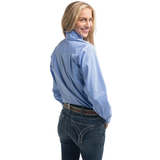 Just Country Womens Abbey Frills Shirt - Cornflower Blue Pinstripe
