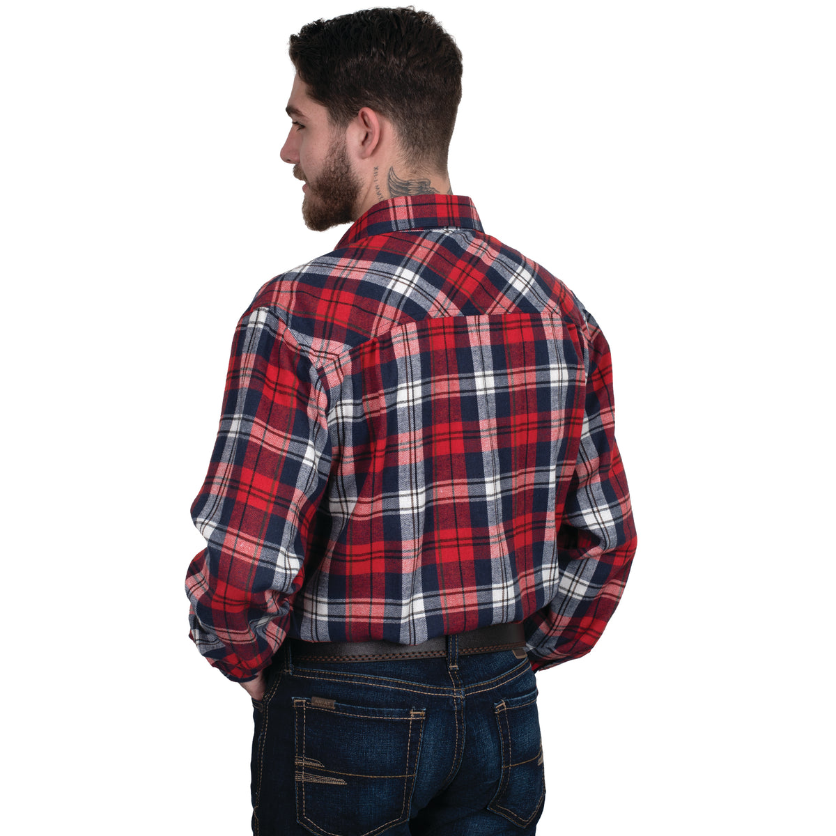 Just Country Mens Cameron Flannel Shirt - Plaid Red/Navy