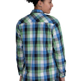 Just Country Womens Abbey Full Button Shirt - Lime Green/Blue Plaid