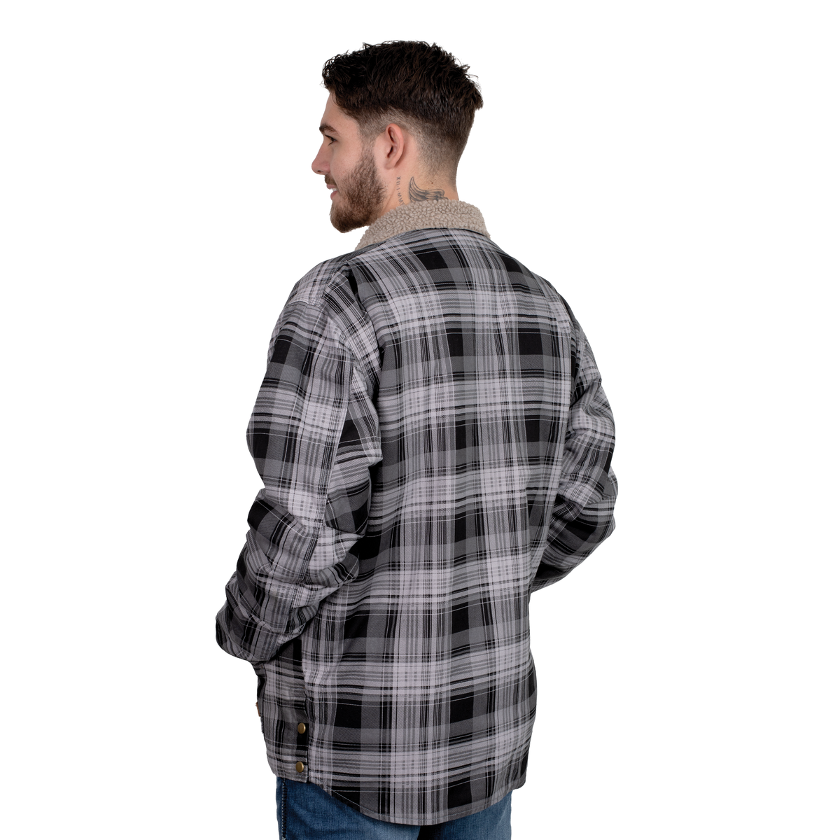 Just Country Diamantina Sherpa Jacket - Grey Plaid