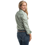 Just Country Womens Abbey Shirt -White/Eucalyptus Tile Print