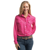 Just Country Womens Abbey Shirt -Raspberry/White Polka Dots