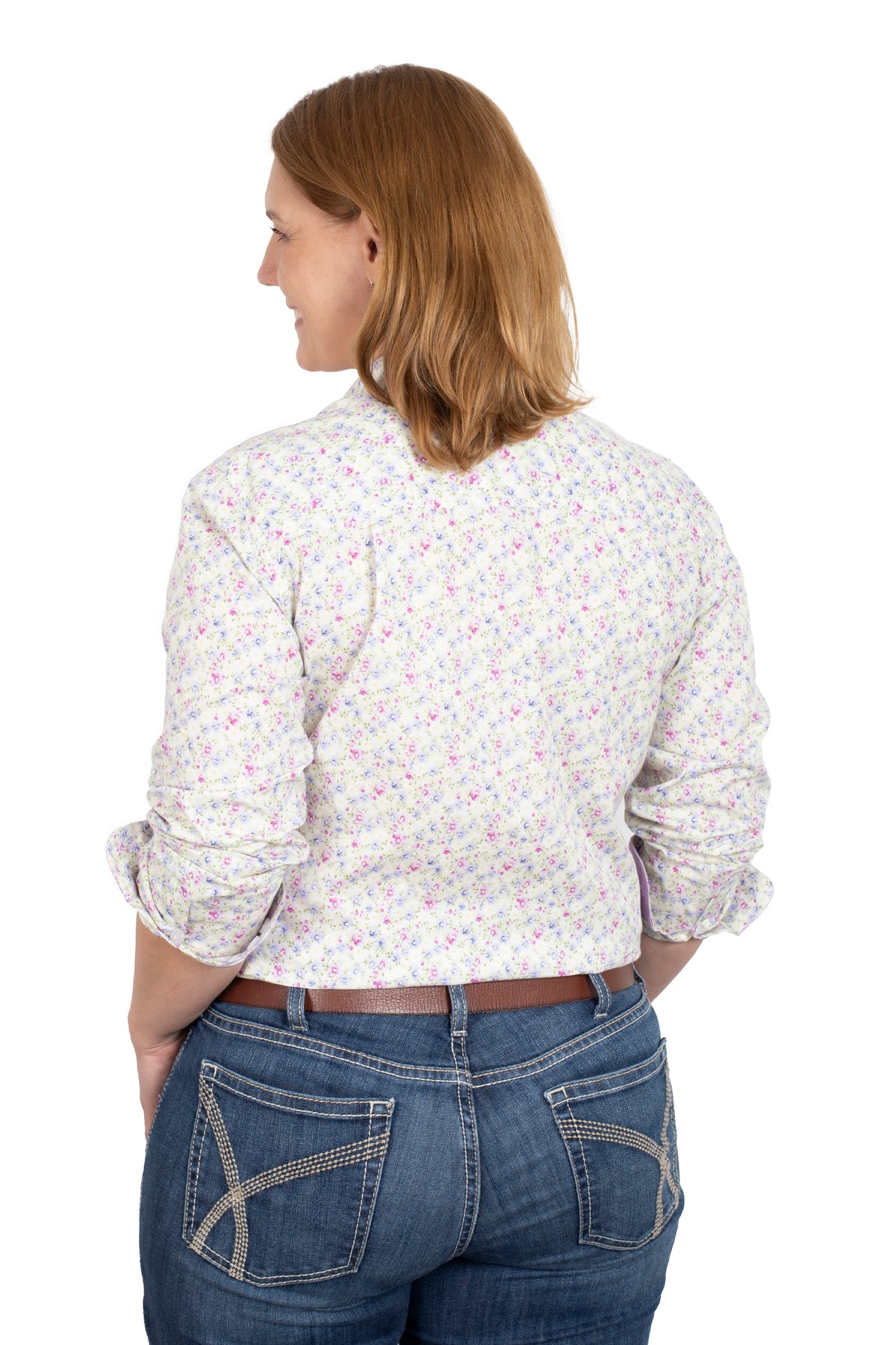 Just Country Womens Abbey Full Button Shirt - Cream Orchids