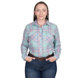 Just Country Womens Abbey Full Button Shirt - Dusty Jade Plaid