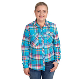 Just Country Womens Brooke Flannel Shirt - Blue Jewel