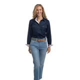 Just Country Womens Jahna Shirt - Navy/Magenta Violets