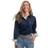Just Country Womens Jahna Shirt - Navy/Magenta Violets