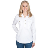Just Country Womens Jahna Half Button Workshirt - White